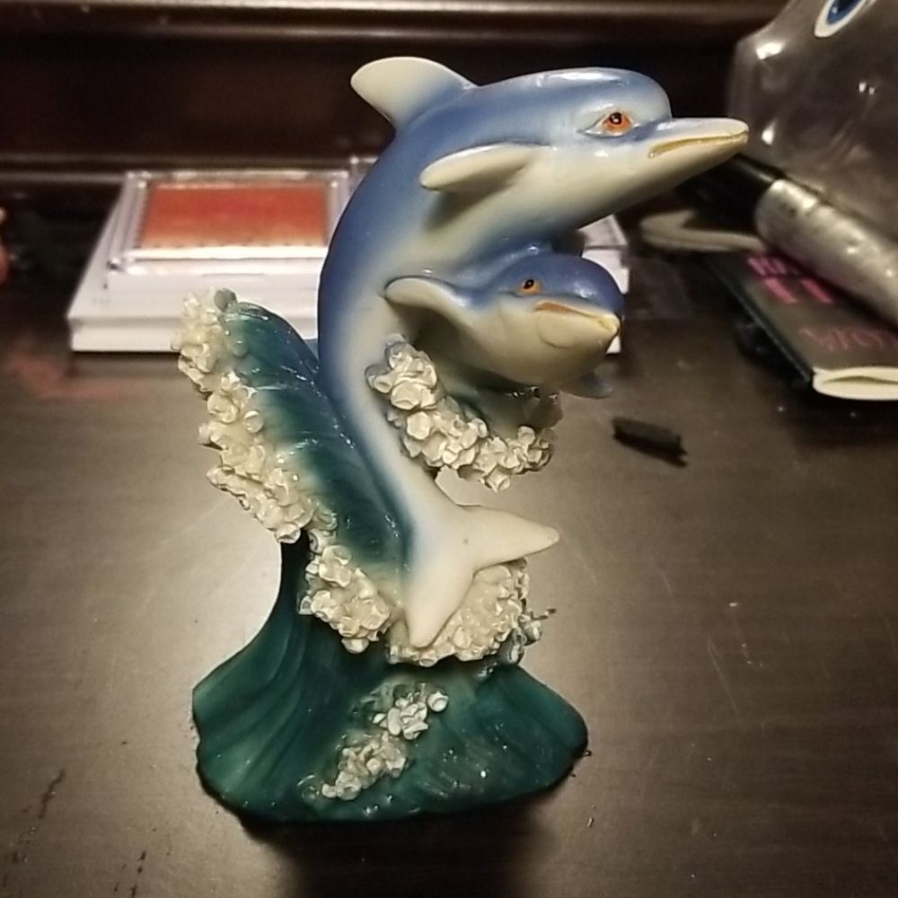 Dolphins in wave figurine